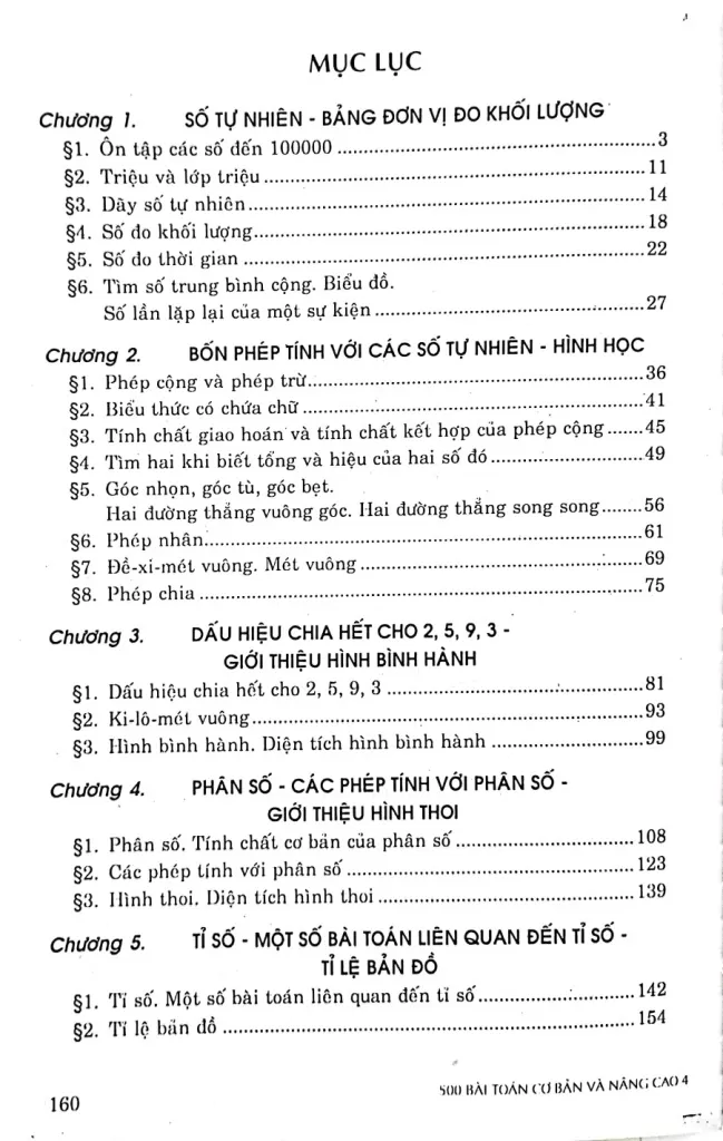 500 BÀI TOÁN CƠ BẢN VÀ NÂNG CAO LỚP 4 (Dùng chung cho các bộ SGK hiện hành)